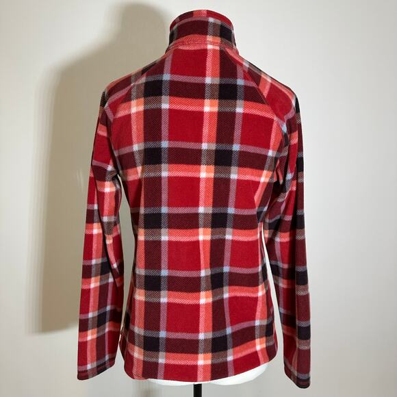 Eddie Bauer Red Plaid Half Zip Sweater Fleece Pullover Womens Size Small Winter - Picture 6 of 9